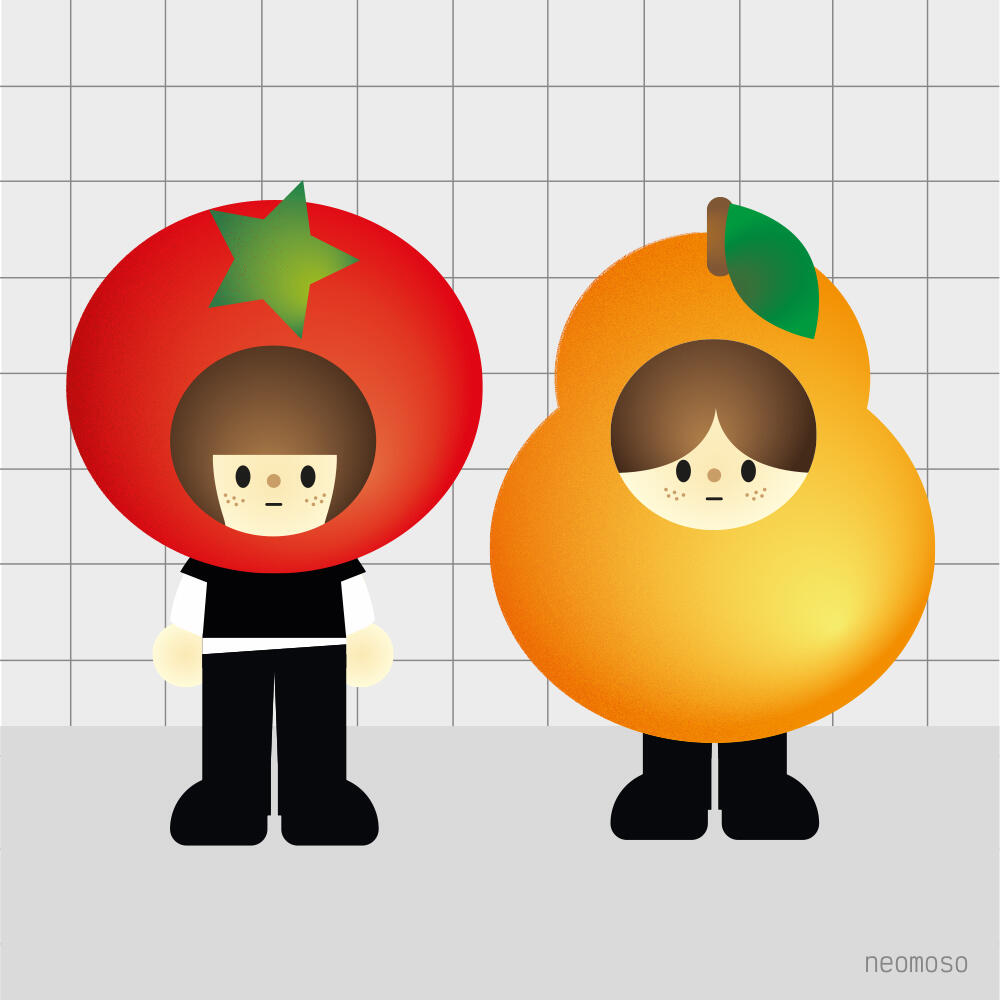 tomato and deformed orange friends